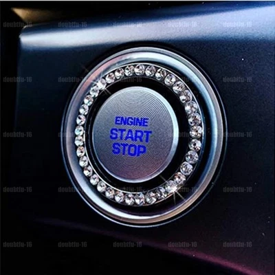 Interruptor de arranque de botón decorativo para automóvil anillo de diamantes accesorios brillantes plateados Foto 1 de 4