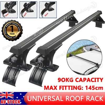 Universal Car Top Roof Racks Pod Aluminium Cross Bars Brackets 145cm Black New - image 1 of 4