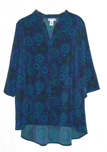 1X 18/20W DRUCK BLUSE SHIRT TUNIKA OBERTEIL SCHNELLER VERSAND AUS DEN USA. #210 EUC - Bild 1 von 7