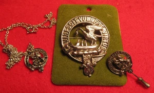 3 Pieces Clan Stuart Scottish "Virescit Vulnere Victus" Brooch Pendant Pin - Picture 1 of 13