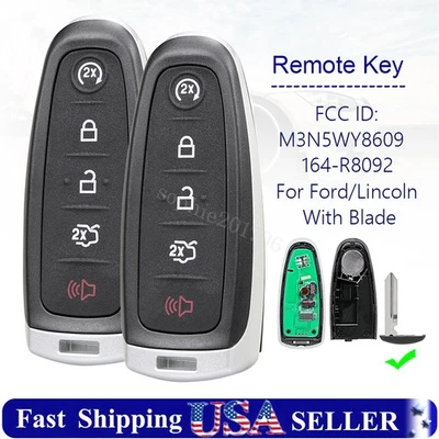 2X 5 Button Remote Control Key Fob for Lincoln MKX 2011-2015 MKT MKS 2013-2016 - Image 1 of 4