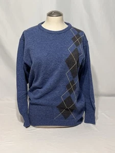 Vintage Mackinnon Of Scotland Women Blue Pure New Wool V Neck Sweater Sz M - Picture 1 of 15