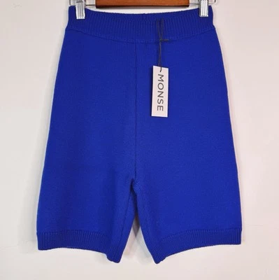 Pantalones Cortos de Bicicleta Monse Merino Mezcla de Lana Tejidos Azul Brillante Talla XS $490 NUEVOS CON ETIQUETAS Foto 1 de 4