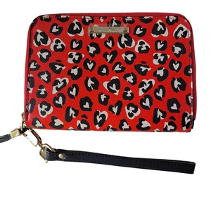 Stella & Dot Wild Hearts Tech Clutch Red Zip Wallet Wristlet Love Valentine 7x5" - Picture 1 of 8