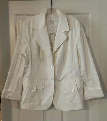 Jaqueta Blazer ESCADA Branca Mescla de Algodão 46 UE EXCELENTE ESTADO - Imagem 1 de 4
