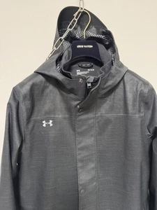 Under Armour Jacket Mens Medium Black Hooded Full Zip Water Resistant Loose Fit - Picture 1 of 11