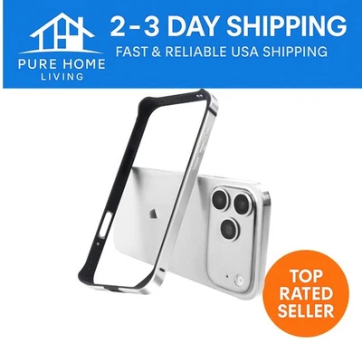 Elegante cubierta de parachoques con marco de metal para iPhone 17 Pro Max - diseño plateado mate Foto 1 de 4