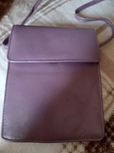 Golunski leather cross body travel bag in purple - Picture 1 of 5