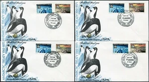 1971 Australian Antarctic Territory Treaty Set Of 4 Base Cancel FDCs, Good Cond - Bild 1 von 1