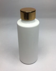 50ml PET Plastic White Cylindrical Bottle & Shiny Gold Screw On Cap ANY AMOUNT - Picture 1 of 1
