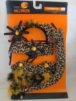 Disfraz de disfraz de gato leopardo juego de Halloween juego de vestir conjunto de accesorios de 5 piezas Foto 1 de 3