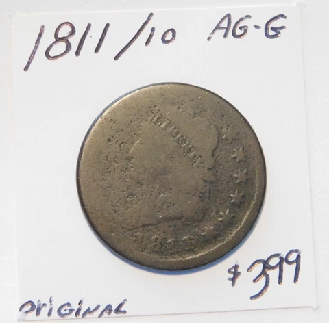 1811 / 10 LARGE CENT - 100% ORIGINAL CHOCOLATE BROWN TOUGH VARIETY!!!!! AG - G⭐⭐ Cover