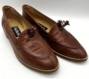 Nickels Brown Leather Loafers W/ Tassle Made in Italy 8.5AA Worn Twice - Picture 1 of 5