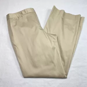 Ann Taylor Womens Pants sz 8 Beige Pinstripe Wide Leg Mid Rise Stretch Lined - Picture 1 of 13
