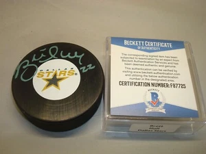 Brett Hull Signed Dallas Stars Hockey Puck Autographed Beckett BAS COA 1B - Picture 1 of 3