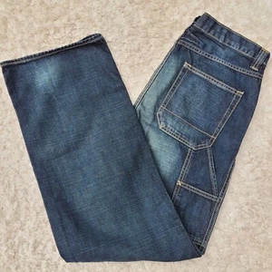 NWT Gap Kids Boys 1969 Slouch Dark Wash Carpenter Style Denim Jeans Sz 18 Husky - Picture 1 of 6