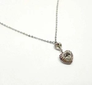 Swarovski Authentic Necklace Heart Large Pendant Rhinestone Silver Pink 45.5cm - Picture 1 of 7