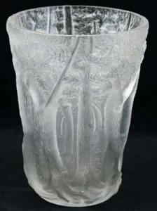 Grande vaso vintage Art Déco vetro sbrinato alberi in rilievo - Foto 1 di 4