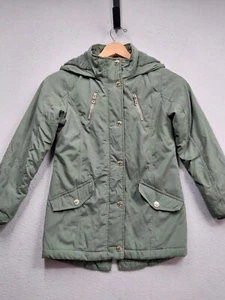 Live Justice Jacket Youth Size Small Green Zip Snap Front Hood Lined Zip Pockets - Picture 1 of 6