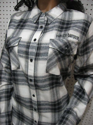 Camisa feminina retrô flanela alada Harley-Davidson® 2XL nova com etiquetas - Xadrez YD - Imagem 1 de 4