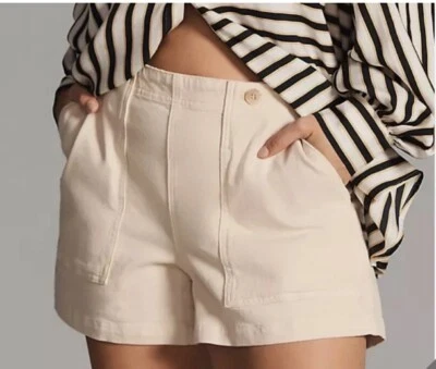Kit shorts femininos ANTHROPOLOGIE Pilcro 32 bolsos utilitários de cintura alta marfim  - Imagem 1 de 4