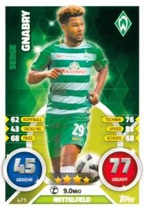 Topps Match Attax Extra BL 2016/2017 #471 Serge Gnabry - SV Werder Bremen - Bild 1 von 1