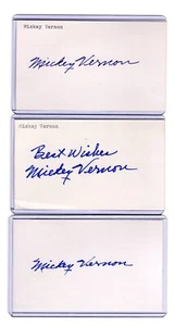 (3) MICKEY VERNON INDEX CARD SIGNED 1960 WS CHAMPS PIRATES PSA/DNA CER 1918-2008 - Picture 1 of 2