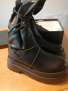 Ego Akali Lace Up Detail Chunky Sole Knee High Biker Boot Size 6 - Picture 1 of 7