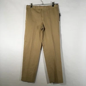 NEW Claiborne Slim Fit Pants Mens $50 Tan Flat Front Stretch Casual Pants 32x30 - Picture 1 of 8
