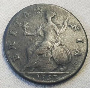 Lote de monedas de medio centavo de cobre de Jorge II 1751 HP23 - Imagen 1 de 4