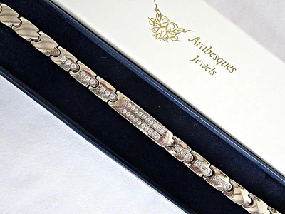 TOP QUALITÄT DAMEN TITAN & KRISTALL MAGNETISCH HEILENERGIE ARMBAND/ARMREIF