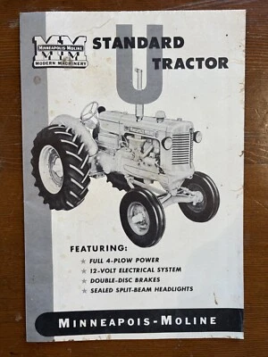 Vintage Minneapolis Moline Standard U Tractor Sales Brochure MM Pamphlet (12 Pg) - Image 1 of 4