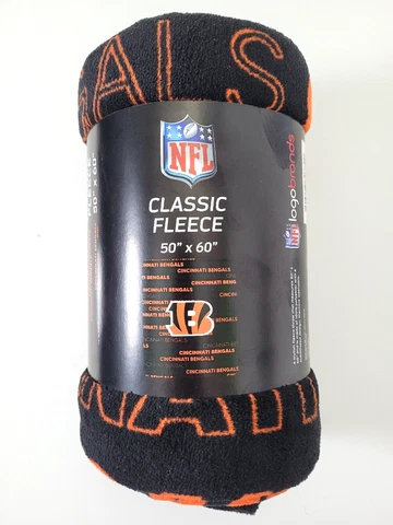 CINCINNATI BENGALS 50" x 60" CLASSIC FLEECE THROW BLANKET OFFICIAL NFL NEW! Cover
