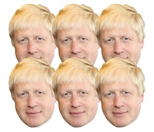 Boris Johnson British Prime Minister 2D Card Party Face Masks - Pack of 6