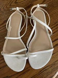 VIA SPIGA Womens White Croc Toe-Loop Calandre Leather Slingback Sandal 6.5m - Picture 1 of 3
