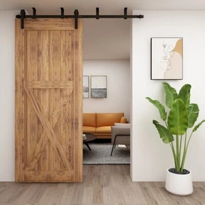 5-12FT Ceiling Bracket Mount Sliding Barn Door Hardware Kit Single/ Double Door - Picture 1 of 11