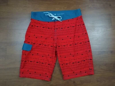 Carbon Hot Turquoise & Fire Shark Surfboard Shorts Men's Swim Trunks Waist 32" - Image 1 of 4
