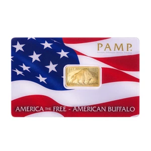 Lingotes de oro PAMP 5 gramos 9999 Gold America the Free American Buffalo en blister - Imagen 1 de 8