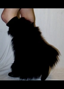 Scaldagambe Pelliccia Nera Soffici Copri Stivali Donna Scaldagambe Ragazza Scaldagambe Club Emo - Foto 1 di 1