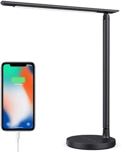 Pxwaxpy LED Desk Lamp, Multifunctional Eye-Caring Table Lamp with USB Charging P - Picture 1 of 7