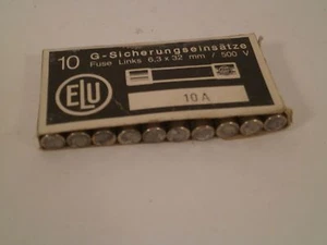 ELU *BOX OF 10* SUPER-QUICK ACTING FUSES 10AMP/500VOLTS FF 6,3 x 32mm *NIB* - Picture 1 of 6