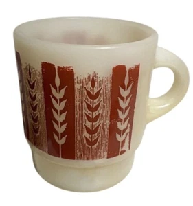 Vintage Anchor Hocking Fire King Mug Wheat Pattern Milk Glass Cup Brown - Picture 1 of 6