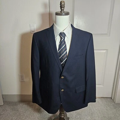 Savile Row Co London 46R Suit Blazer Jacket Men Textured Black Poly Blend - Image 1 of 4