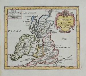 Antique Map BRITISH ISLES, Britain, UK, original GIUSTINIANI map 1739 - Picture 1 of 1