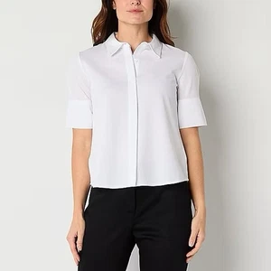 Liz Claiborne Plus Size Short Sleeve Ribbed Button Down Blouse Women’s Size XXL - Picture 1 of 7
