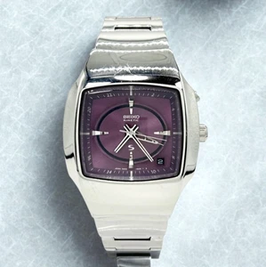 Reloj Seiko Kinetic 5M45-5A00 AGS automático esfera púrpura plateado 38 mm de Japón - Imagen 1 de 11