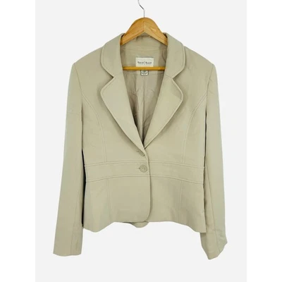 White House Black Market Womens Beige Single Button Blazer Jacket Size 12 - Image 1 of 4