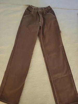 Jeans feminino J. Galt Brandy Melville marrom algodão bolsos carpinteiro cintura média P - Imagem 1 de 4