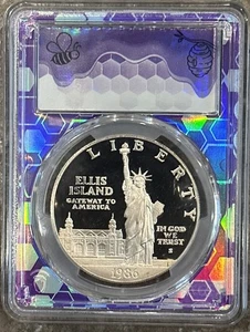 1986-S Statue of Liberty Proof Silver Dollar PCGS PR69DCAM Commemorative Purple - Picture 1 of 5