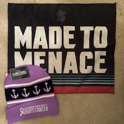 Seattle Kraken - 2025 Kraken Hockey Fights Cancer Beanie + Rally Towel SGA - Image 1 of 3